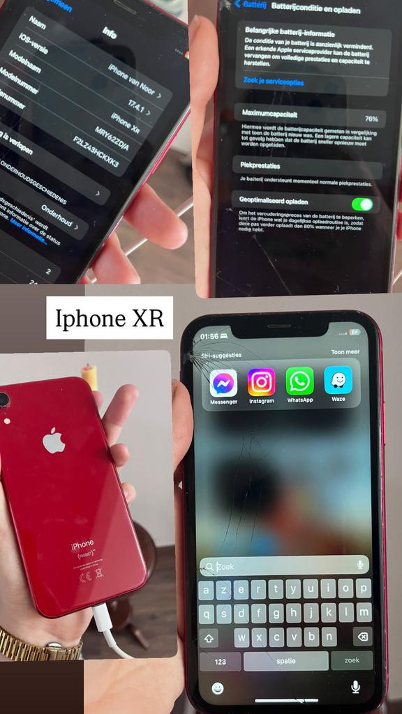 Rode Iphone XR te koop, Gebruikt, IPhone XR, Ophalen of Verzenden, 76 %