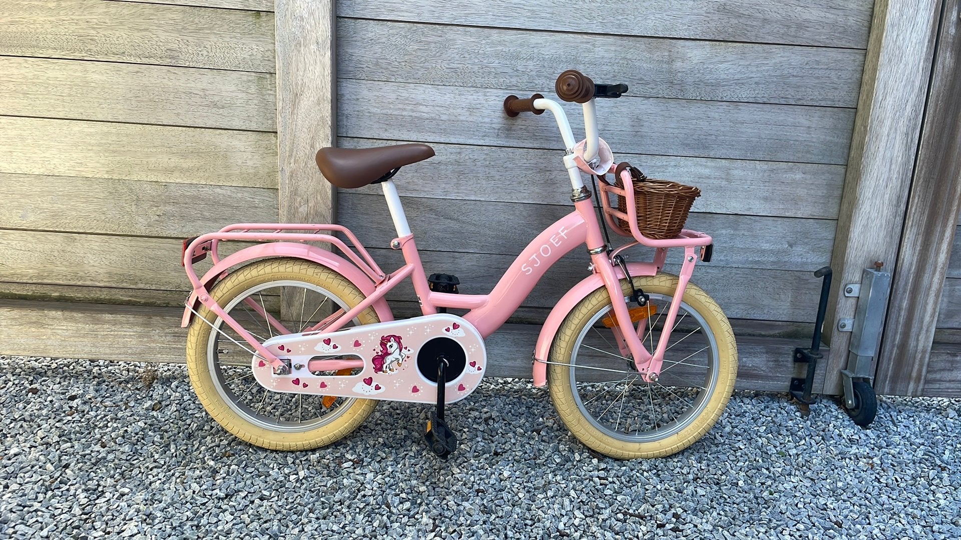 Kinderfiets SJOEF Classic Meisjesfiets 16 inch roze, Ophalen, Terugtraprem, 16 inch, Handrem