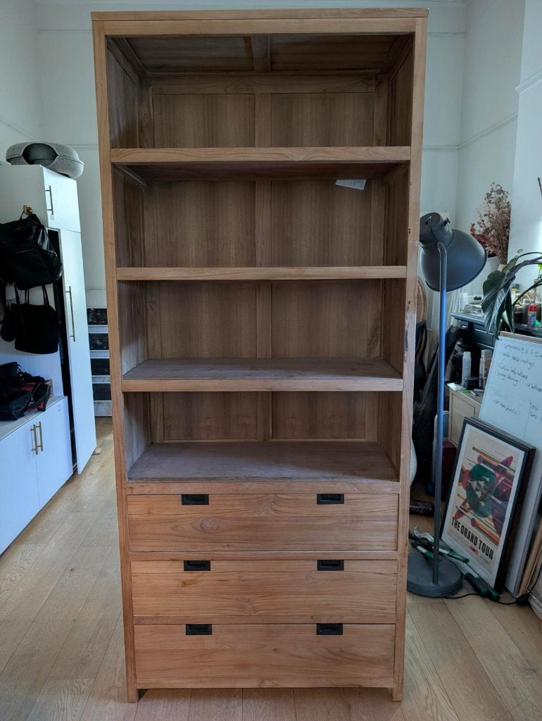 Bibliothèque en Teck - Teak library, Ophalen, 100 tot 150 cm, 200 cm of meer, Teakhout