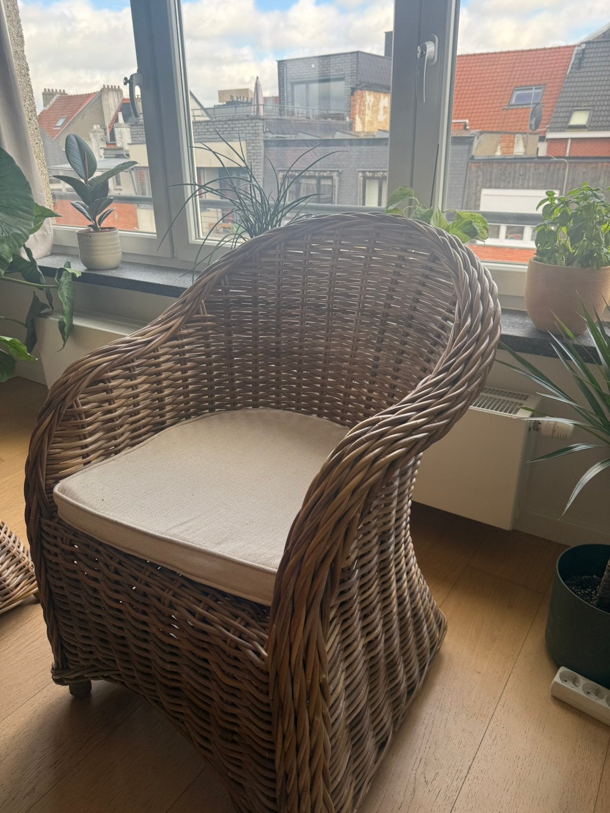 6 chaises en rotin avec coussins, Maison & Meubles, Enlèvement, Comme neuf
