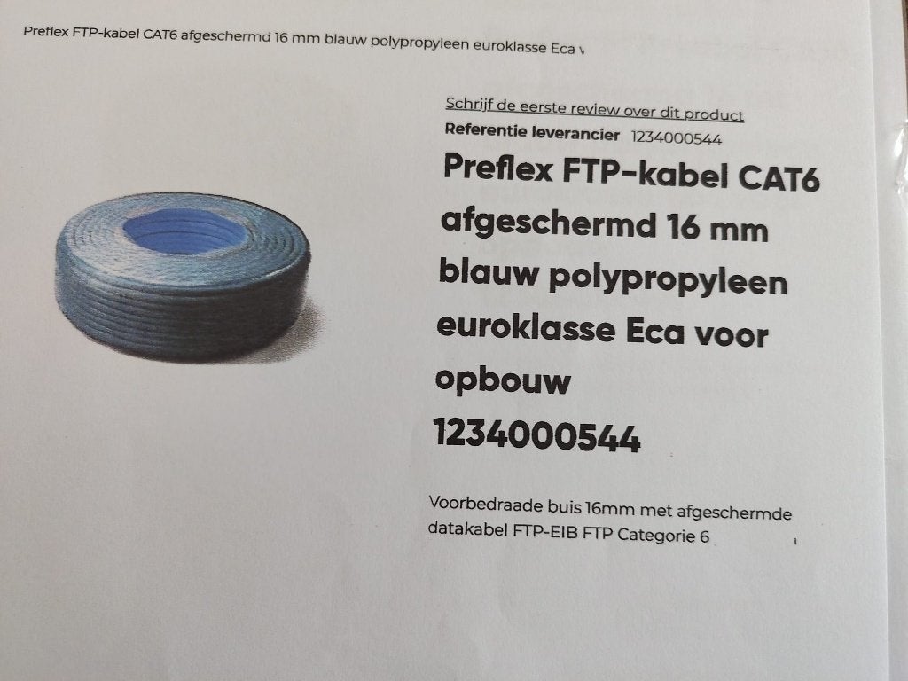 Preflex FTP kabel 50m, Ophalen, Nieuw, Kabel of Snoer