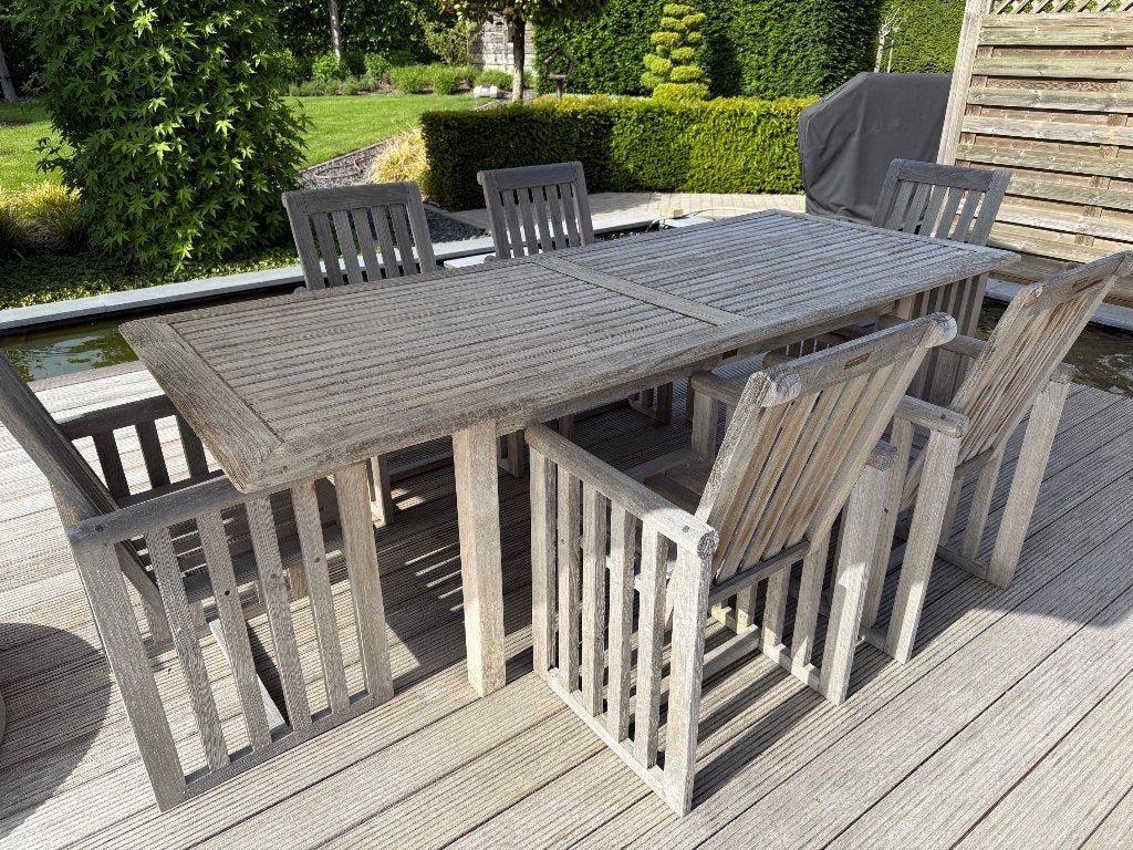 TEAK TUINSET, Tuin en Terras, Ophalen, Gebruikt, 6 zitplaatsen, Teakhout