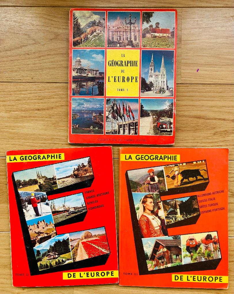 Timbres Tintin : GEOGRAPHIE DE L’EUROPE- Tomes 1 - 2 - 3, Livres, Enlèvement ou Envoi, Comme neuf, Album d'images