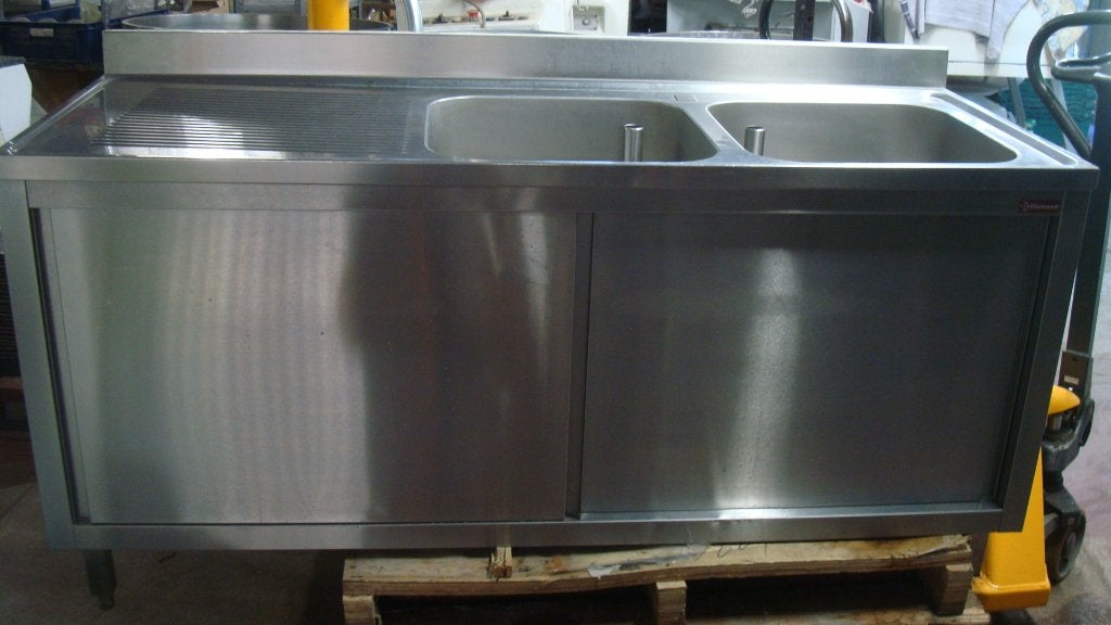 Plonge inox 2 bacs boulangerie bakkerij, Articles professionnels, Enlèvement, Utilisé, Boulangerie et Boucherie