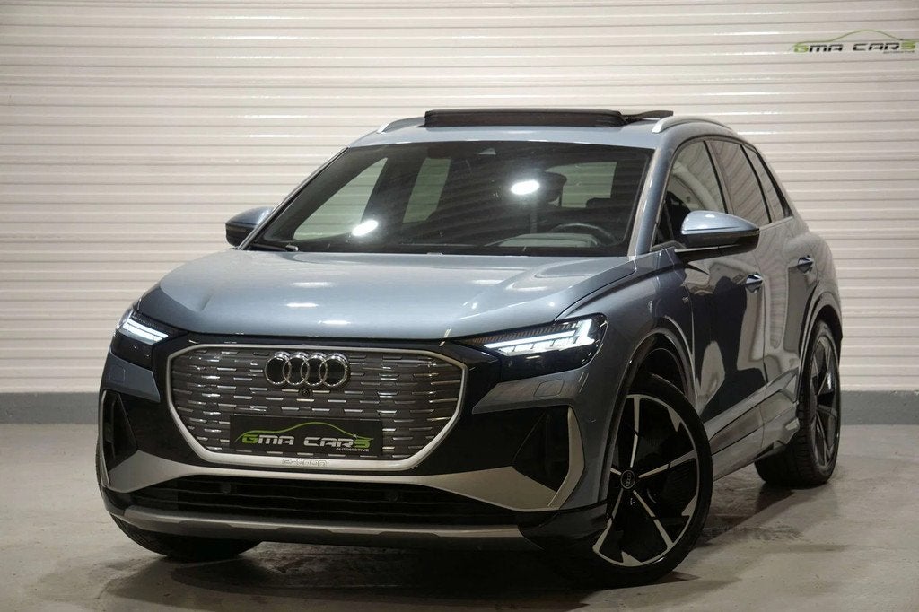 Audi Q4 e-tron Q4 e-Tron 82 kWh 40 S line-Navi-Airco-PDC-Led, Auto's, Audi, Automaat, Gebruikt, Blauw, Leder