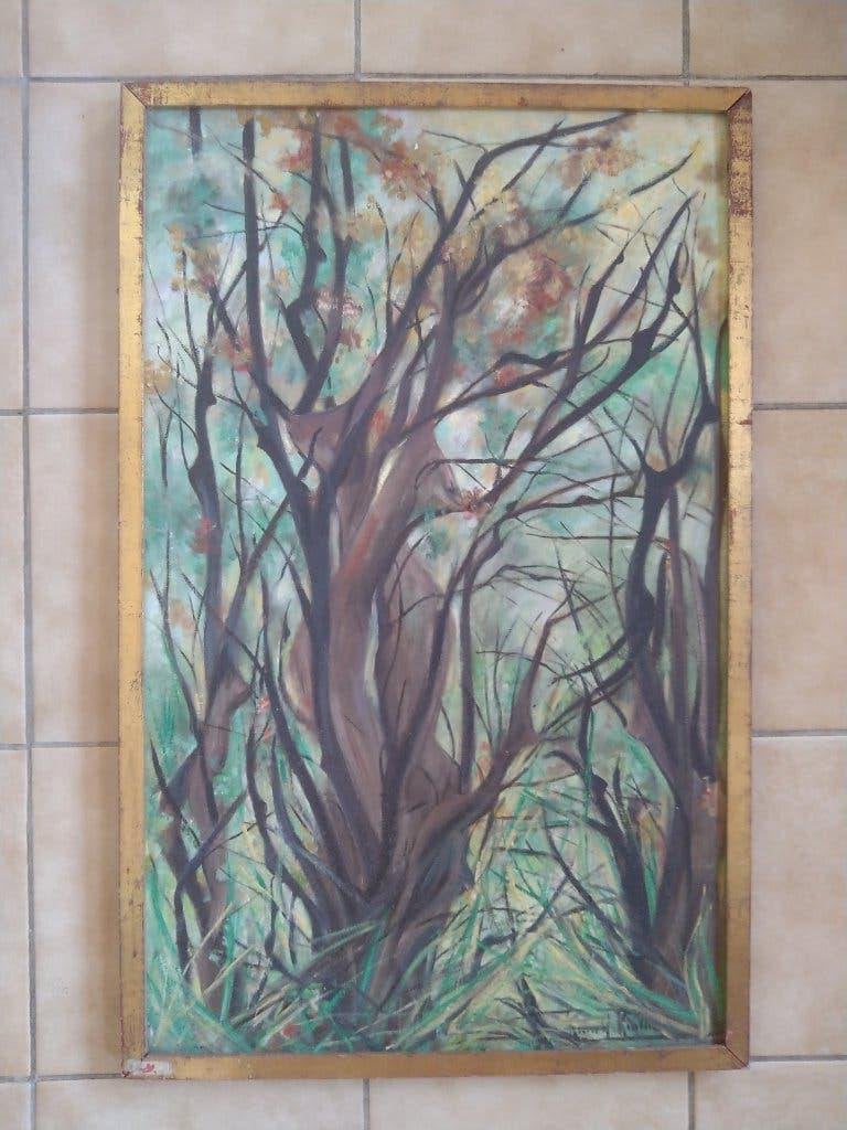 schilderij renee keuller, Origineel werk, Expressionistisch, Ophalen of Verzenden, Landschap
