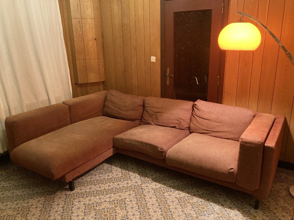 Zetel Ikea Nockeby met poef, Maison & Meubles, Banc d'angle, Quatre personnes ou plus, Bois, Enlèvement