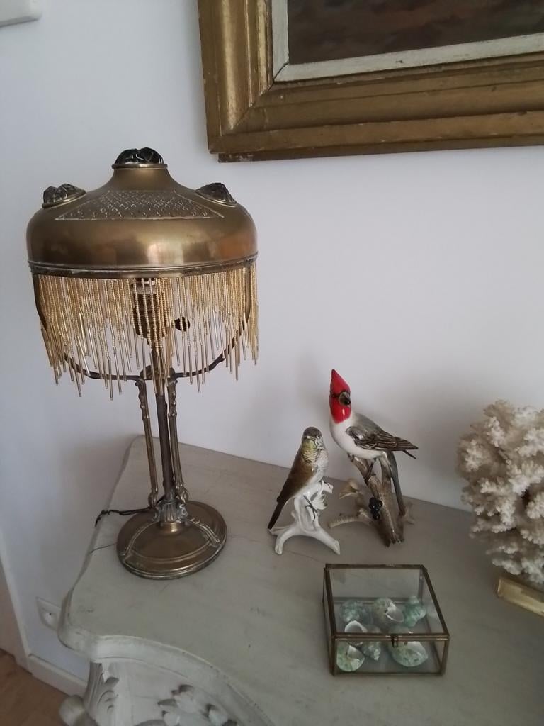 PRACHTIGE ANTIEKE UNIEKE BRONZEN JUGENDSTIL/ART NOUVEAU LAMP, Ophalen