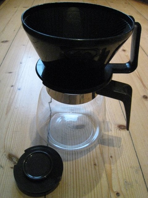 Glazen Melitta koffiepot, met Melitta houder 1x4, Ophalen