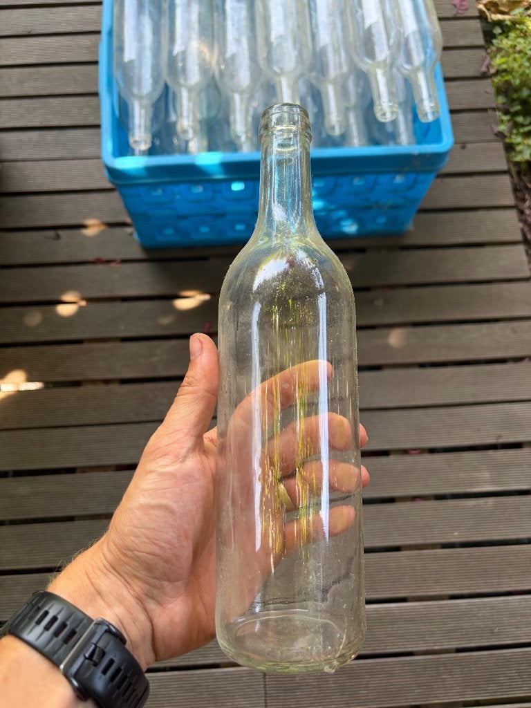 Glazen flessen, Verzamelen, Glas en Drinkglazen, Ophalen, Zo goed als nieuw, Overige typen