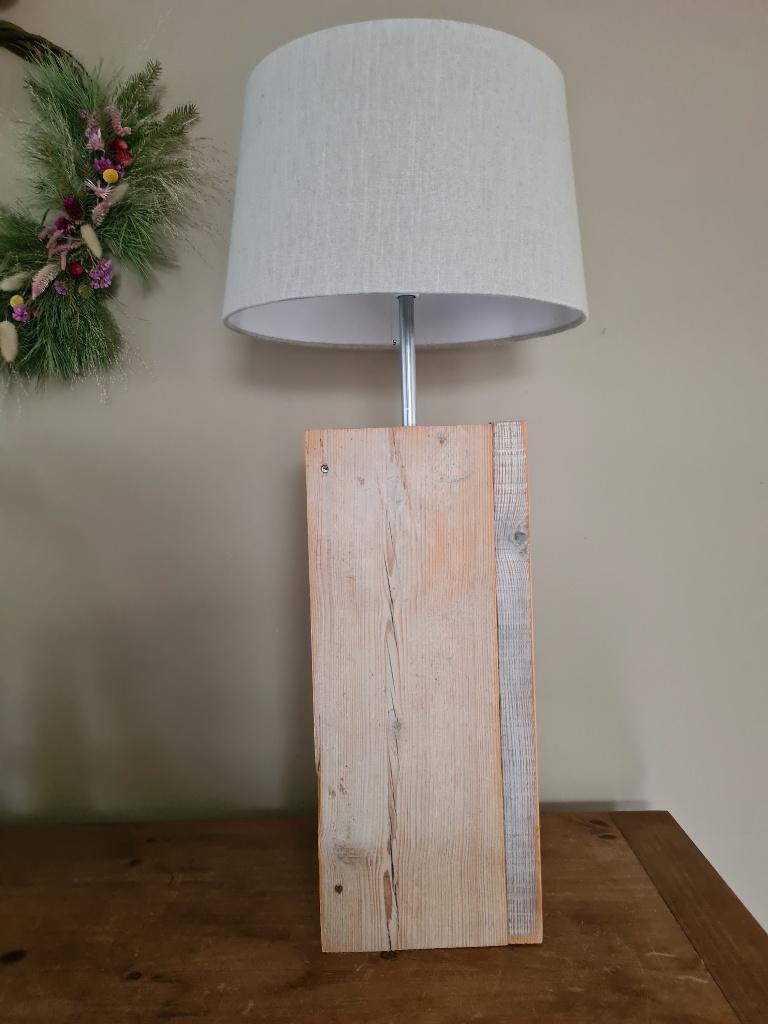 Staande lamp steigerhout, Huis en Inrichting, Ophalen, Gebruikt, Hout, Minder dan 100 cm