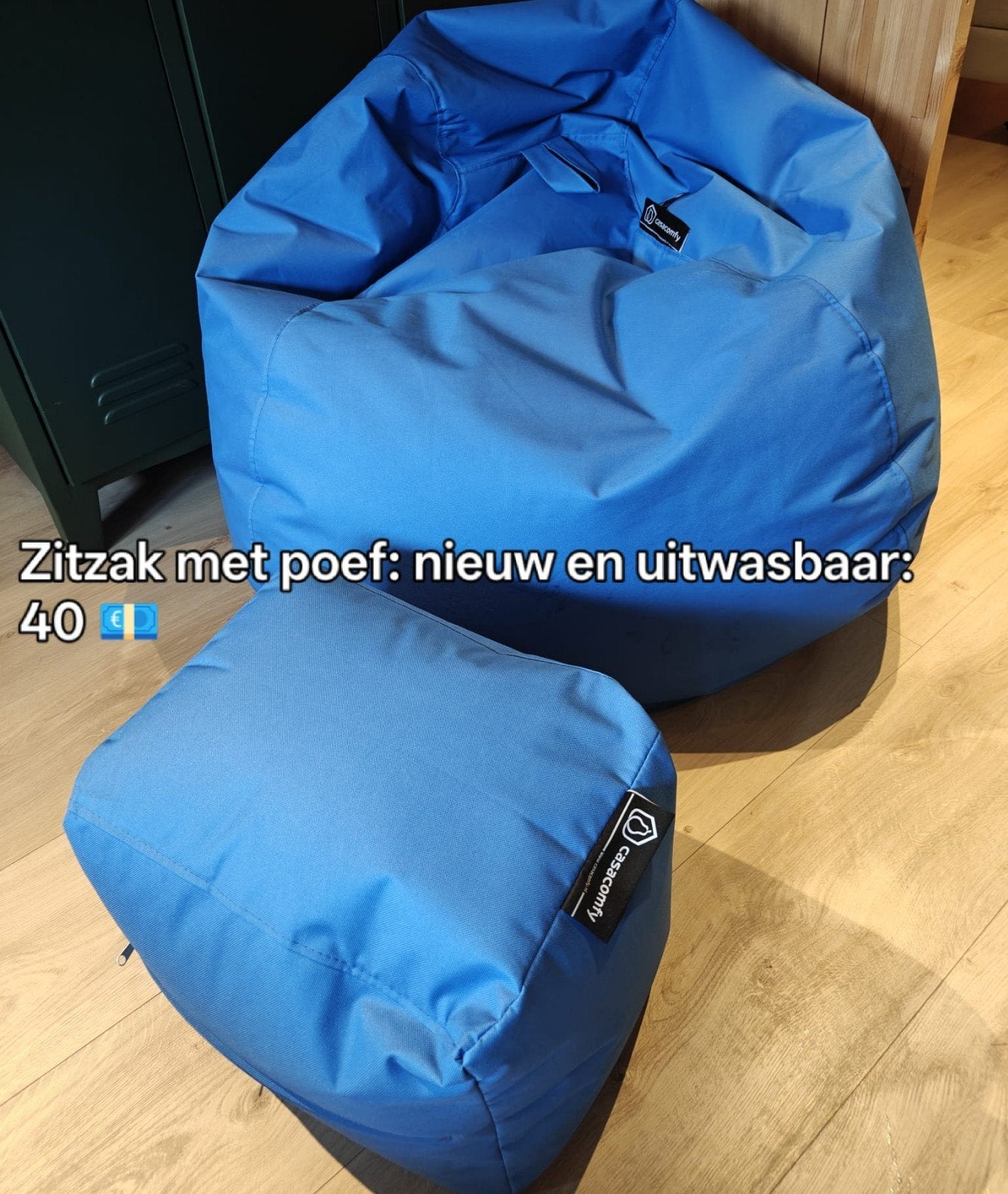 zitzak met poef, Ophalen, Nieuw, Blauw, Zitzak