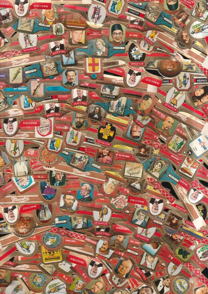 lot van 1000 stuks oude sigarenbandjes van varia,, Verzenden, Gebruikt, Sigarenbandjes
