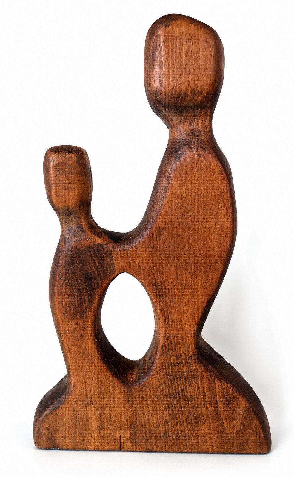 Abstract houten sculptuur 'Verbondenheid' massief beukenhout, Ophalen of Verzenden, Handgemaakt, 20 - 50 cm, Beeld