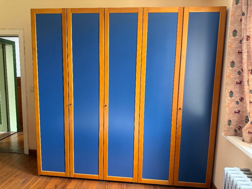 Blauwe slaapkamer met grote kast, bed en 2 nachtkastjes, Ophalen, Gebruikt