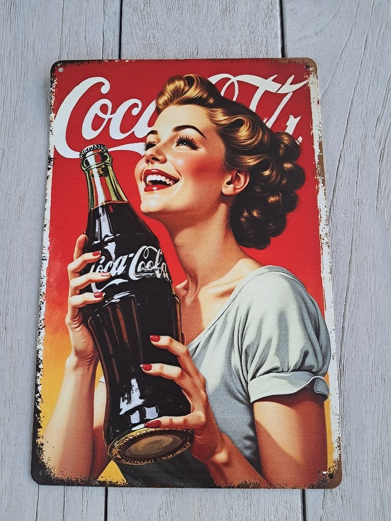 Coca cola vintage look reclame borden., Ophalen of Verzenden, Nieuw, Reclamebord