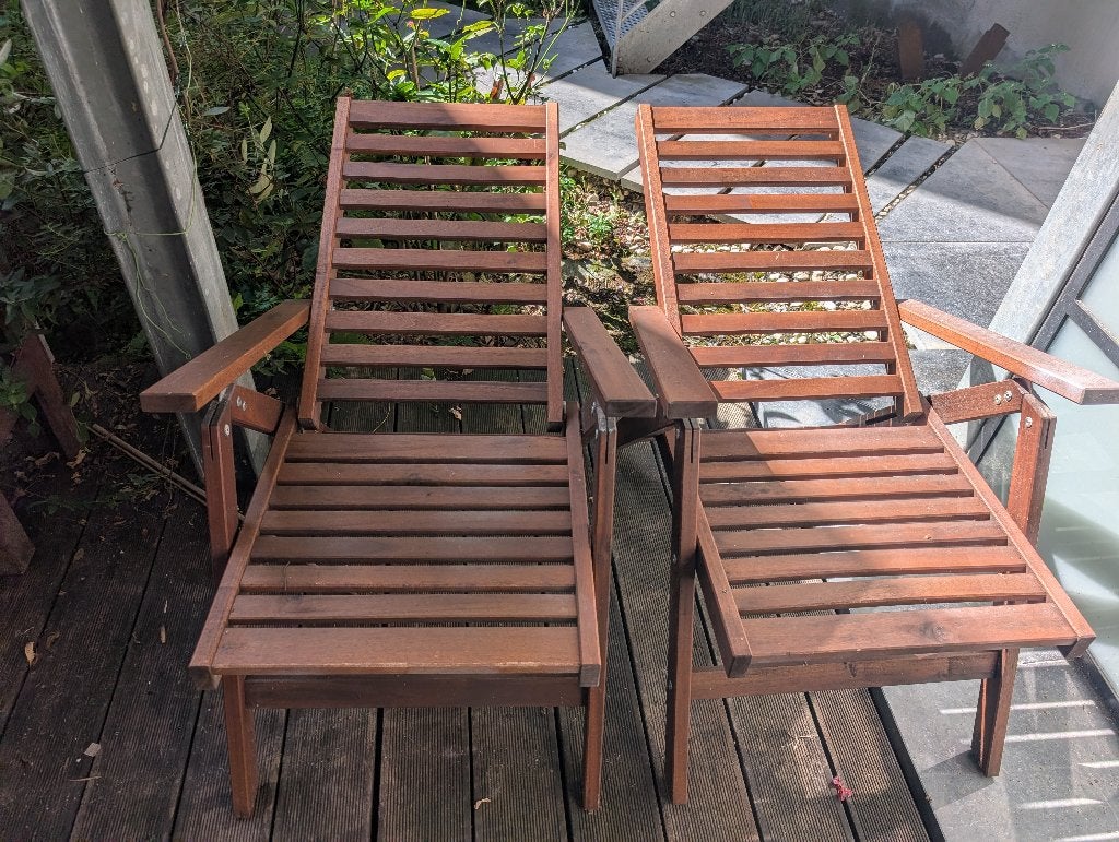2 Chaises de jardin en bois, Enlèvement, Utilisé, Bois, Pliant