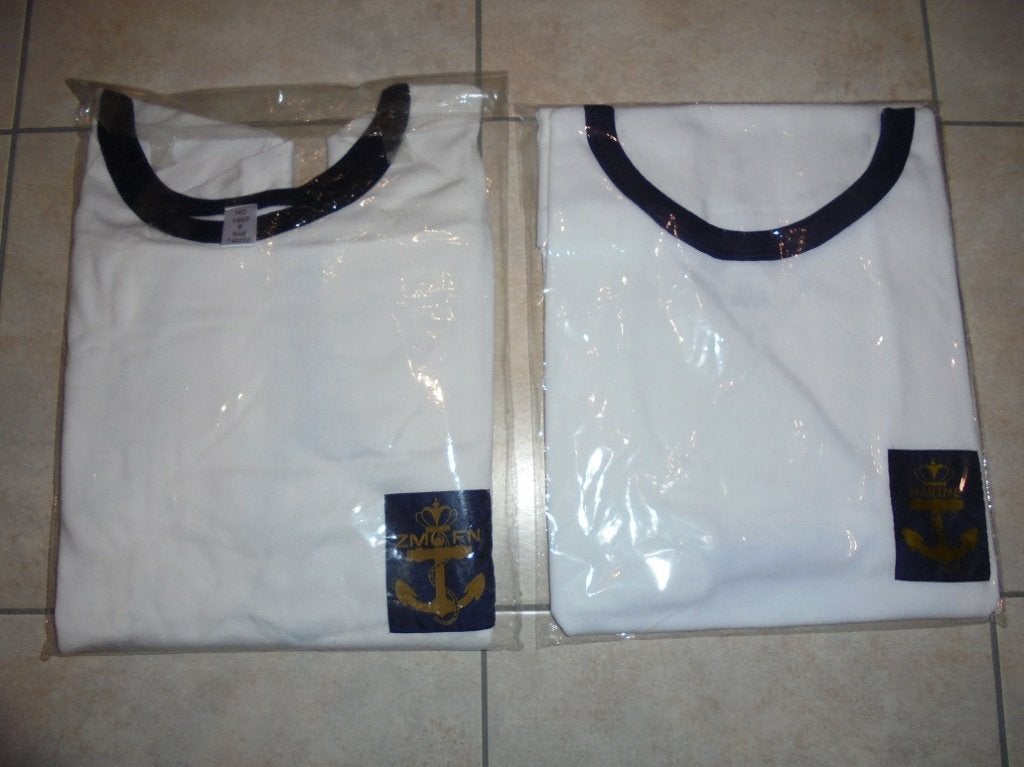 2 Vintage witte T-shirt ZM/FN en MARINE, Verzamelen, Ophalen of Verzenden, Marine, Kleding of Schoenen