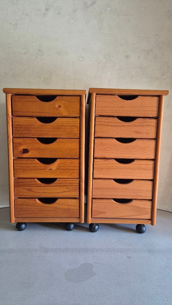 Art. 1016 Tiroirs sur Roulettes (2x), Moins de 25 cm, 5 tiroirs ou plus, Moins de 100 cm, Comme neuf