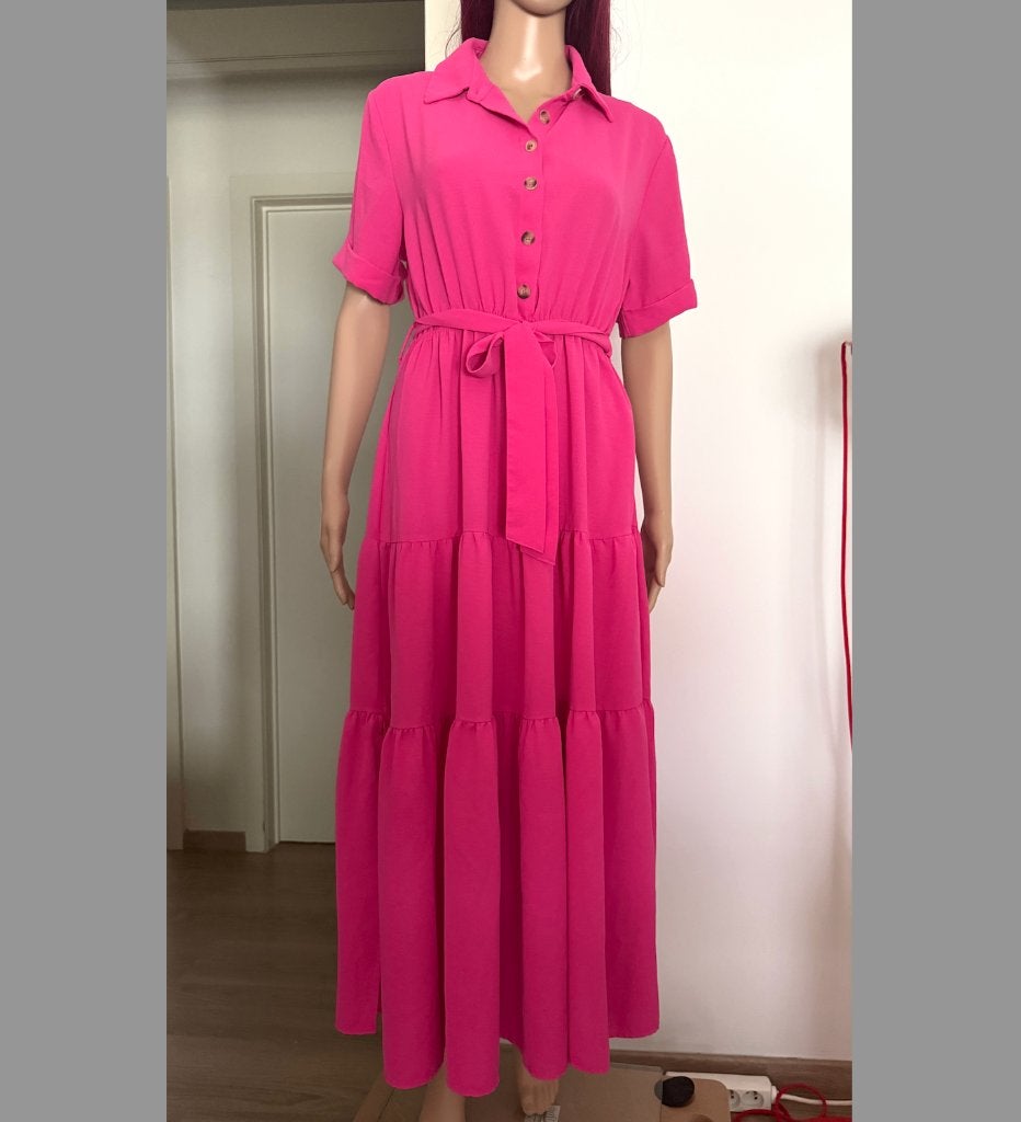 Robe longue à plusieurs niveaux rose fuchsia (M/L), Taille 38/40 (M), Enlèvement ou Envoi, Rose, Comme neuf