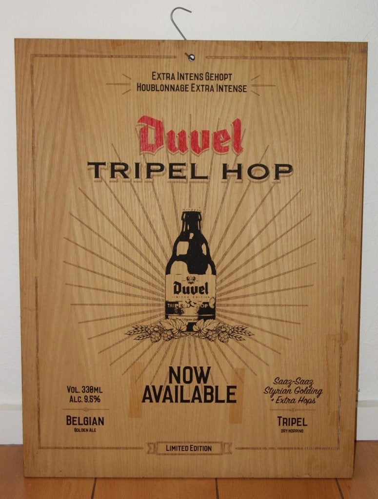 Reklamebord Duvel Tripel Hop, Verzamelen, Ophalen, Zo goed als nieuw, Reclamebord, Plaat of Schild, Duvel