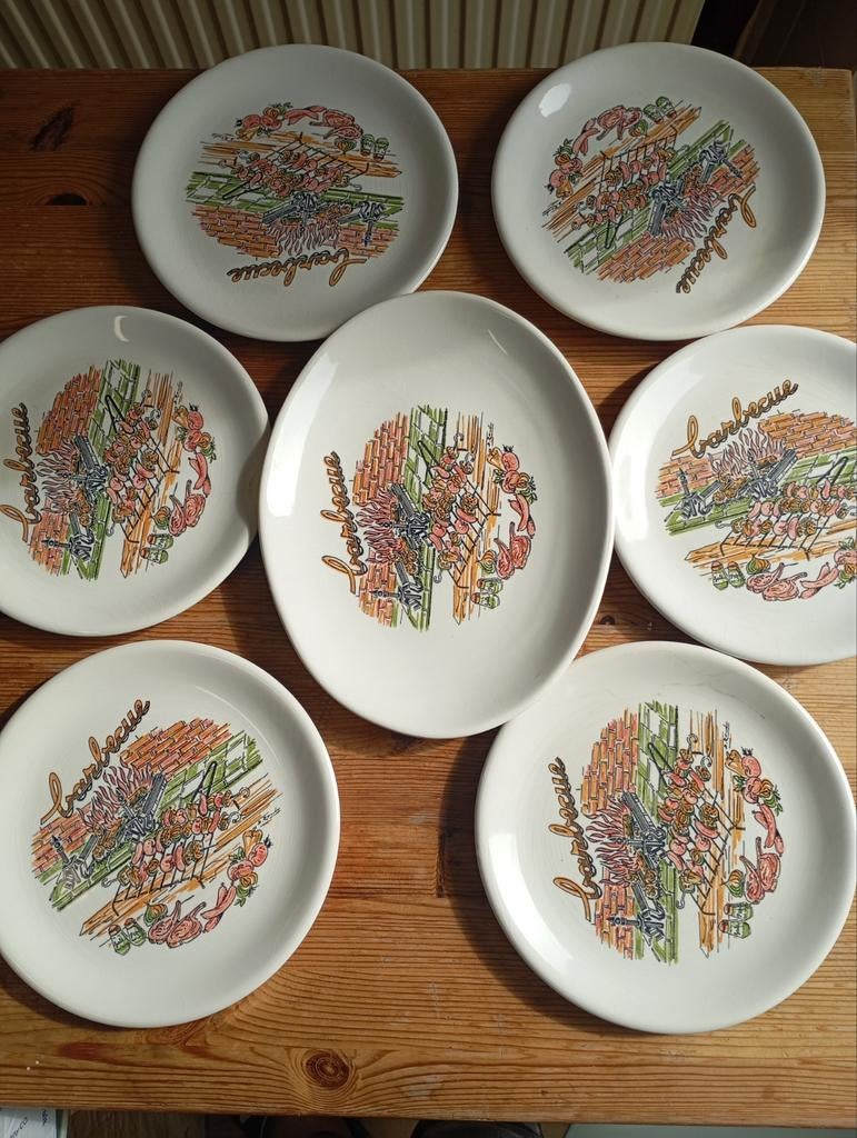 Superbe Service à Barbecue Vintage 7 Pièces - Ironstone, Antiek en Kunst, Antiek | Servies los