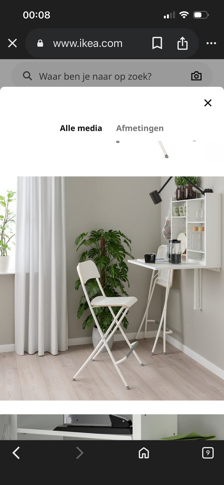 Ikea tafel en barkrukken inklapbaar 73cm hoog, Avec repose-pieds, 2 tabourets, Comme neuf, Enlèvement