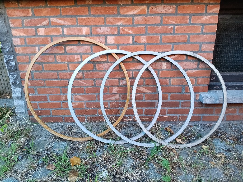 Set van 4 oude houten hoelahoepen, Antiek en Kunst, Curiosa en Brocante, Ophalen of Verzenden