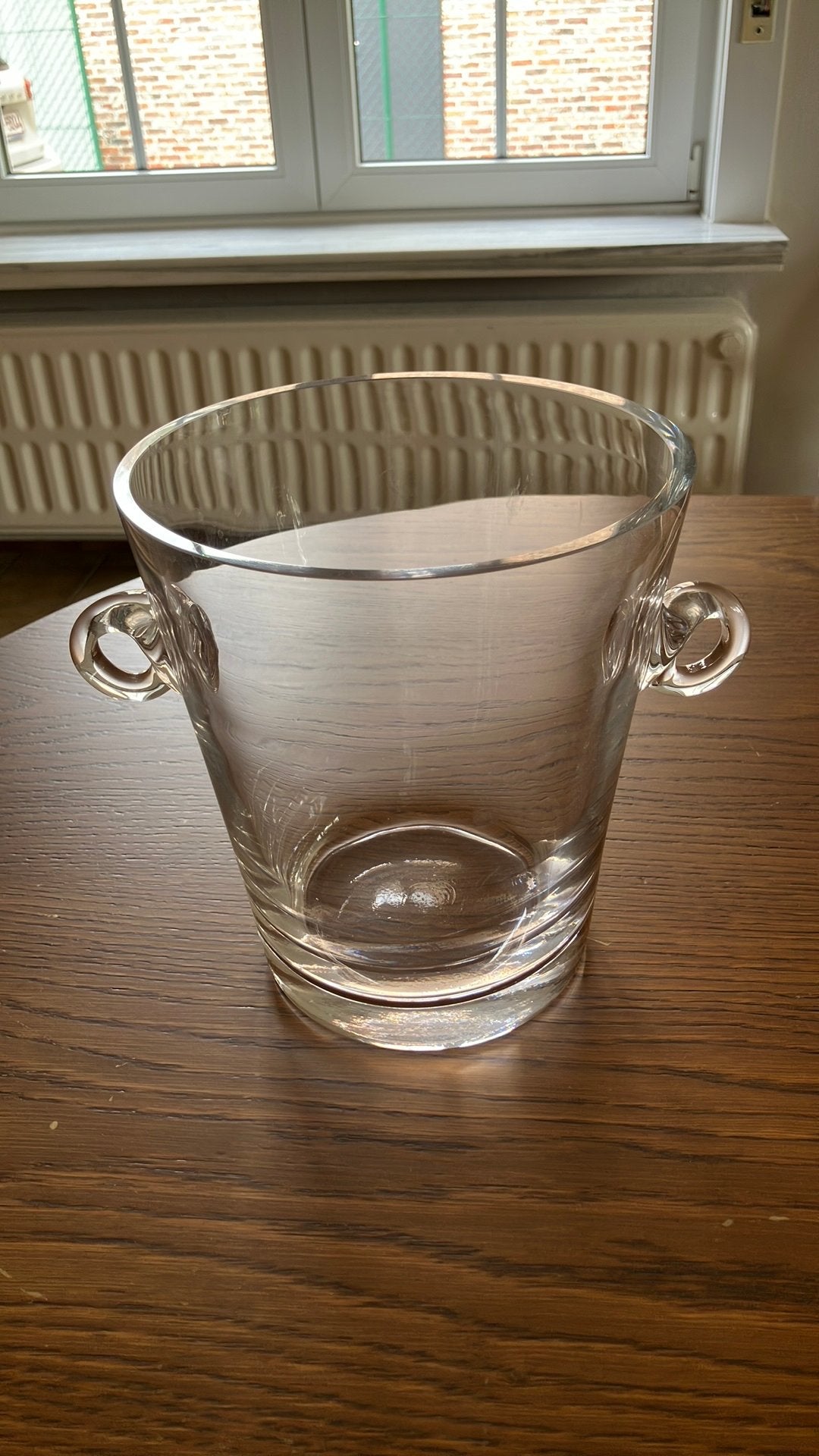 Glazen ijsemmer / wijnkoeler met handgrepen – 20 cm, Ophalen, Zo goed als nieuw