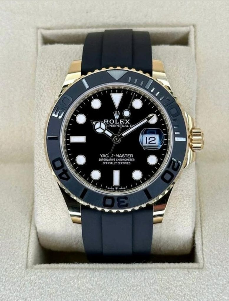 Rolex yacht master 42 geelgoud Oysterflex nieuw 226658, Bijoux, Sacs & Beauté, Montres | Hommes, Montre-bracelet, Rolex, Comme neuf