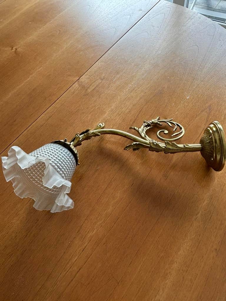 Wandlampje, Ophalen of Verzenden, Gebruikt, Glas, Brocante