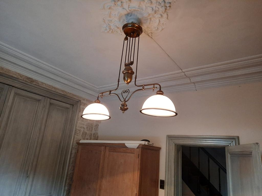 Luminaire opaline réglable hauteur, Maison & Meubles, Enlèvement