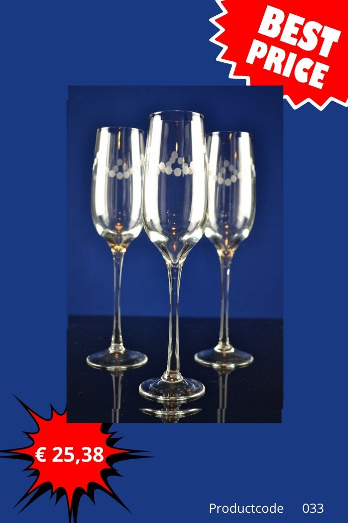 Aanbieding champagne kristal mat geslepen sierrand NU 19,95, Envoi, Neuf, Autres types