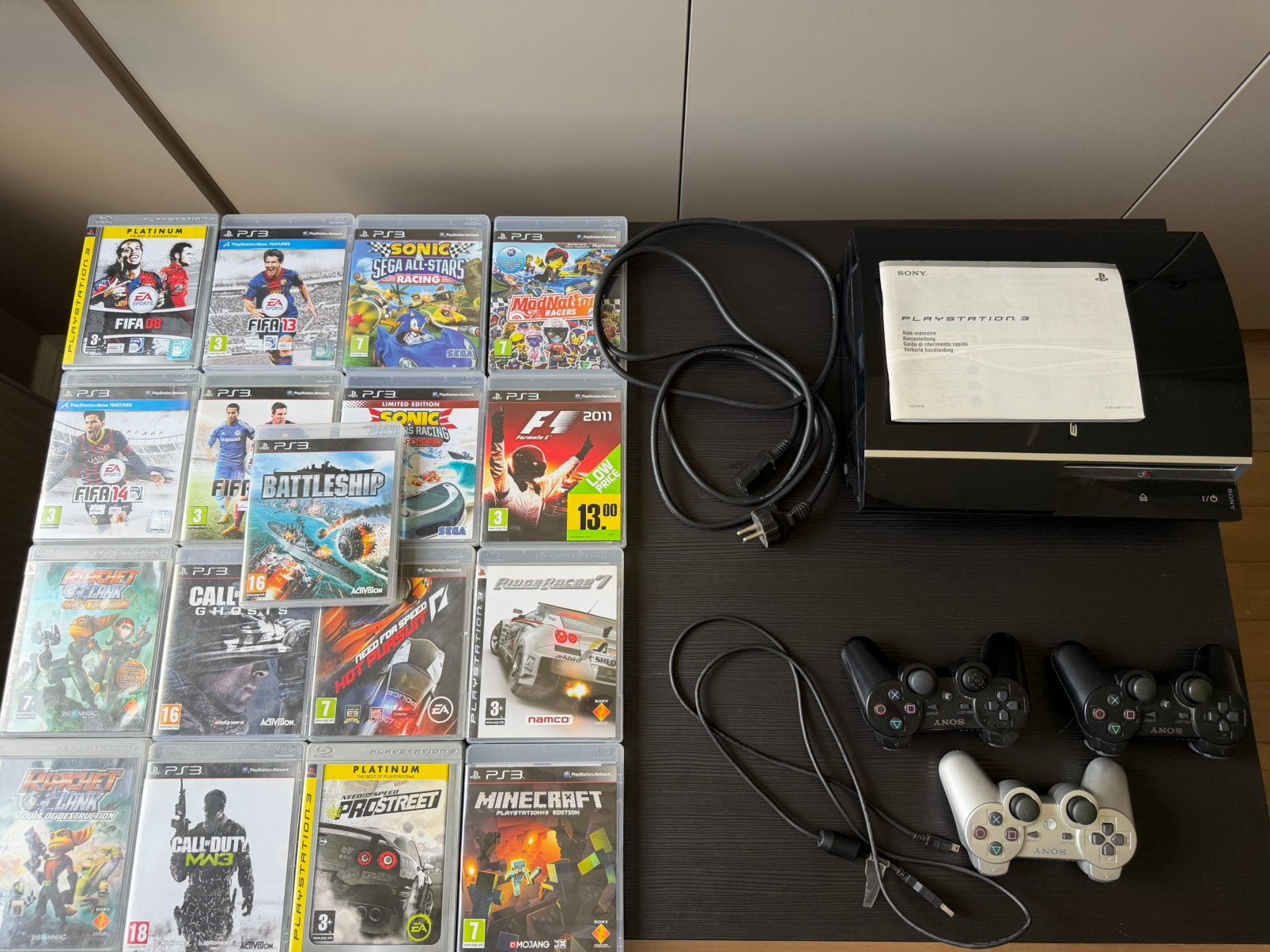Ps3 console + controllers + games.Apart games kopen mogelijk, Ophalen, Phat, Met 3 controllers of meer, Gebruikt