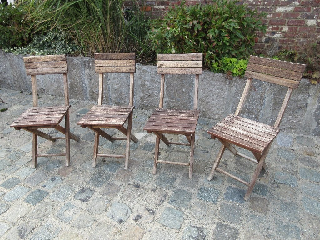 4 chaises de jardin pliables en teck chaises en bois FSC, Jardin & Terrasse, Chaises de jardin, Enlèvement, Bois