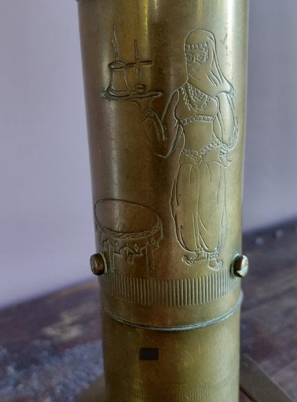 Vintage gegraveerde messing koffiemolen, Ophalen of Verzenden