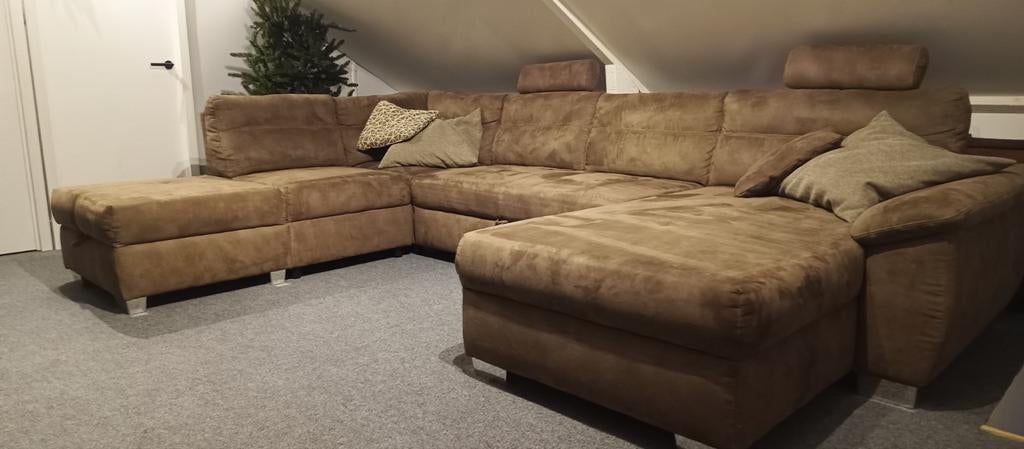 Hoeksalon met slaapbank en opbergvak., Ophalen, Zo goed als nieuw, Stof