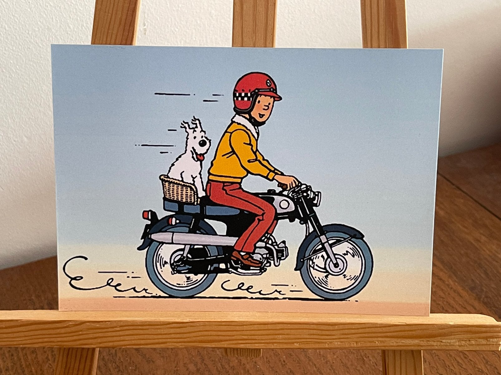 Tintin Kuifje Tim Hergé : carte postale « Tintin à moto », Envoi, Tintin, Neuf, Image, Affiche ou Autocollant