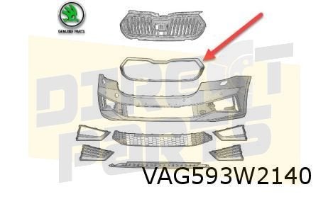 Skoda Fabia (8/21-) Grille omlijsting (F9R black-magic) Orig, -, -, Nieuw, Skoda