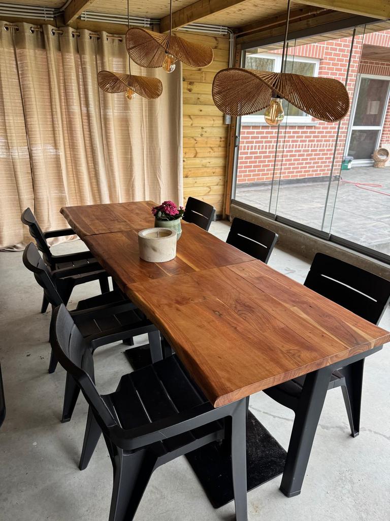 3 Bistrotafels met 6 stoelen, Ophalen, Zo goed als nieuw