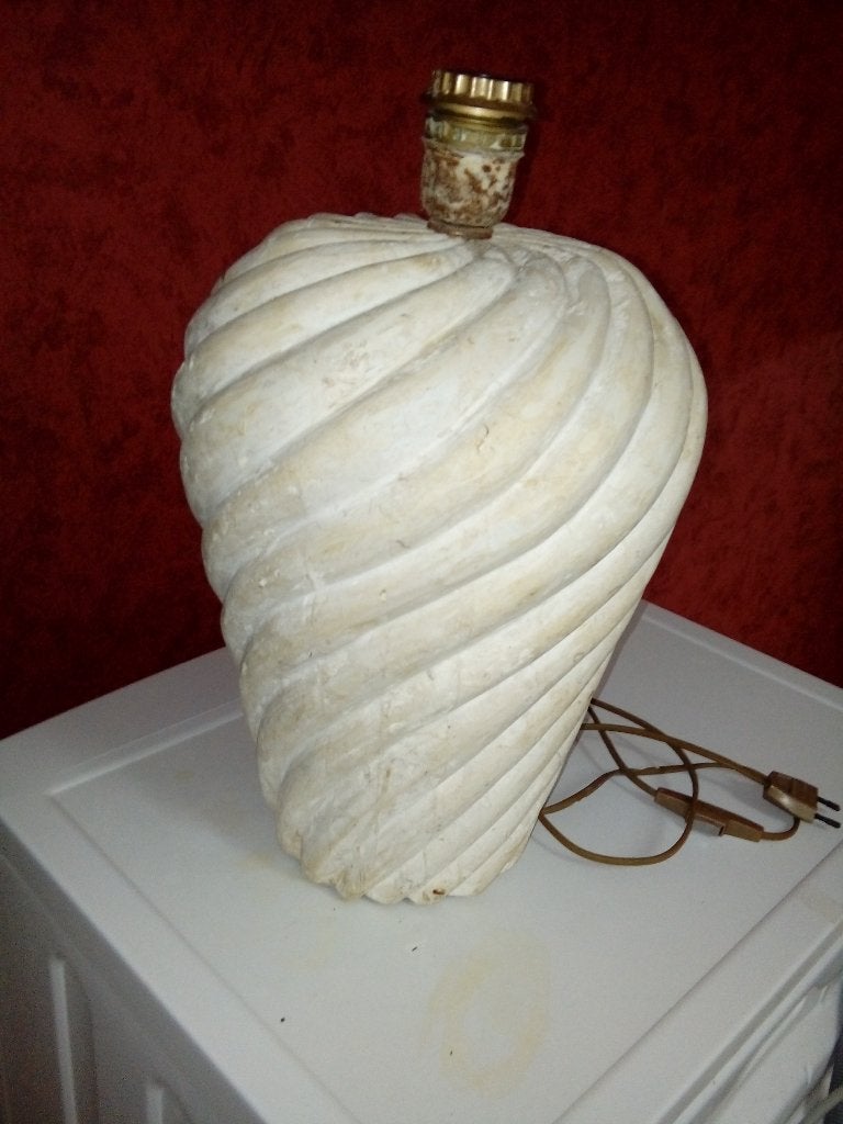 WITSTENEN LAMP MET LAMPEKAP, Gebruikt, Met kap, Steen/keramiek, Ophalen