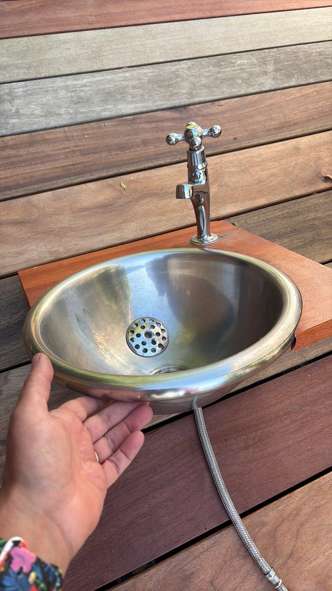 lavabo vintage 34x34, Bricolage & Construction, Enlèvement, Utilisé, Inox, Lavabo