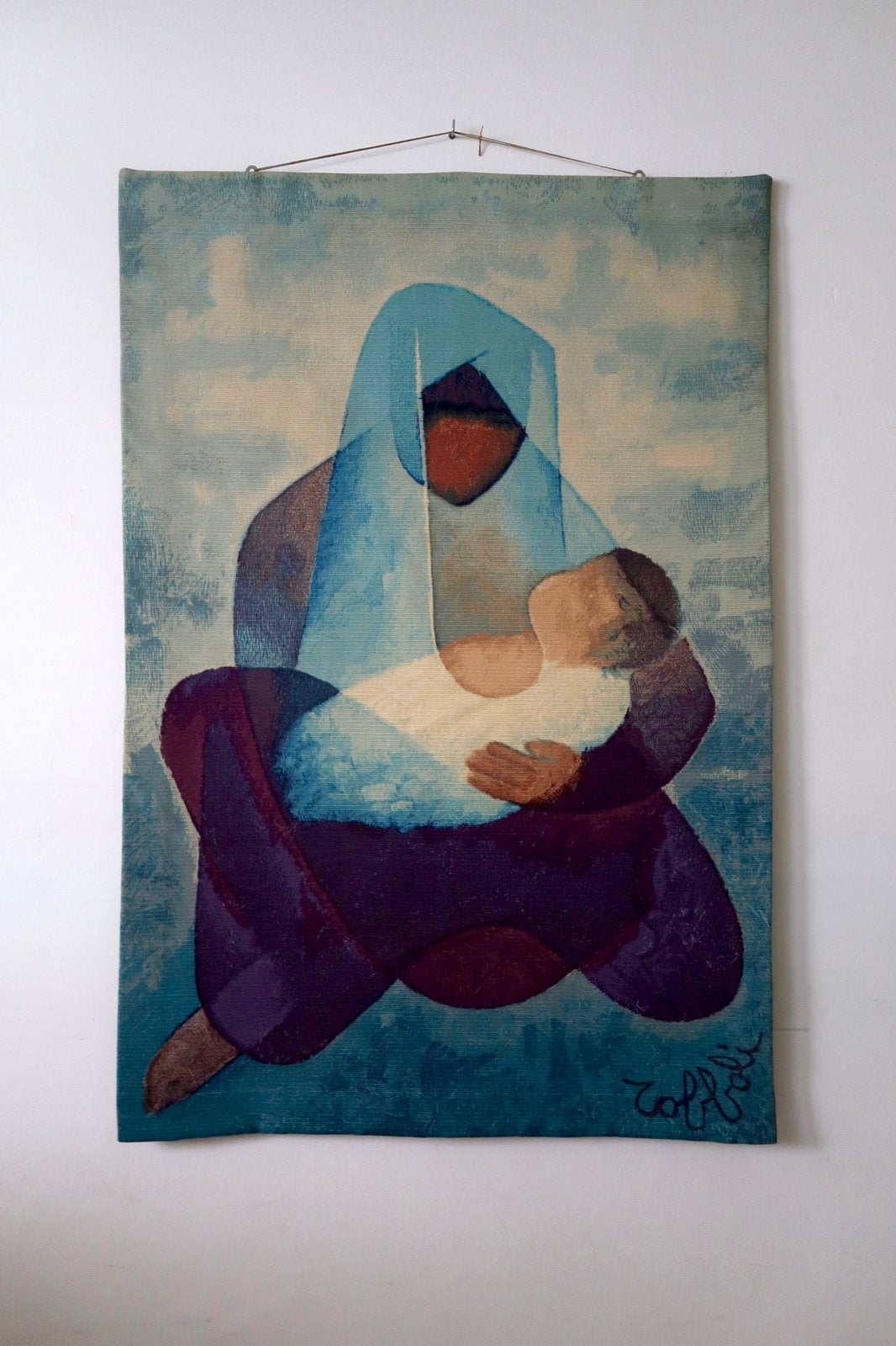 Tapisserie en laine Aubusson Louis Toffoli art abstrait, Enlèvement