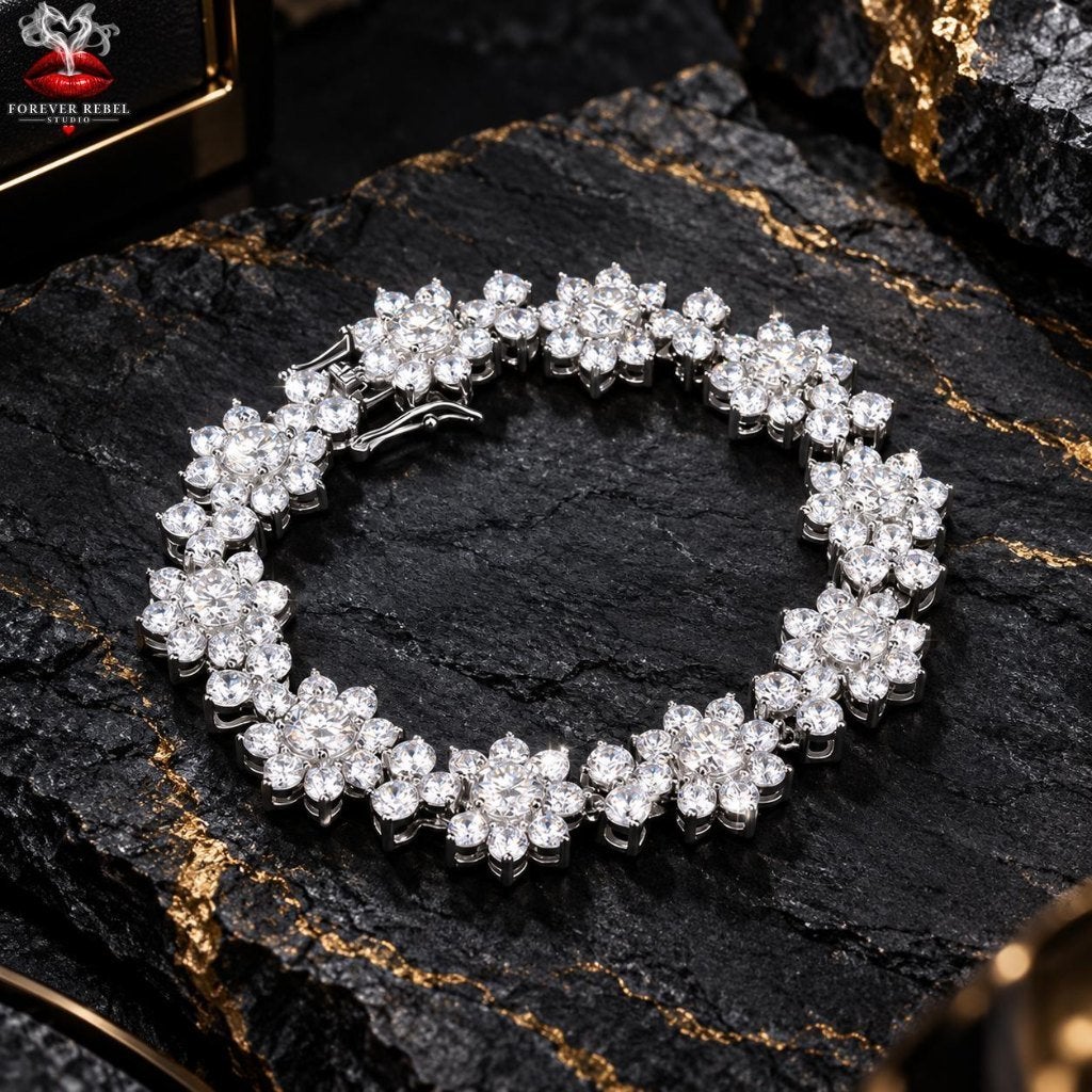 Moonflower - 925 Zilver met VVS moissanite, Handtassen en Accessoires, Verzenden, Nieuw, Met edelsteen, Zilver