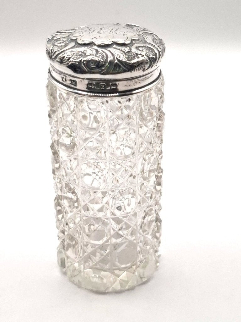 Ancien pot de coiffeuse (1899) avec bouchon en argent., Enlèvement ou Envoi