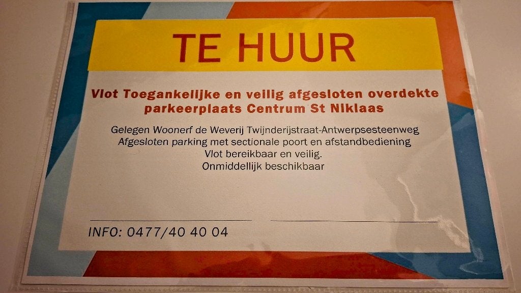 Garage Overdekte afgesloten staanplaats auto/moto, Provincie Oost-Vlaanderen