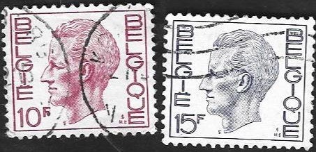 2 Postzegels België 1976 Koning Boudewijn, Koninklijk huis, Frankeerzegel, Ophalen of Verzenden, Gestempeld