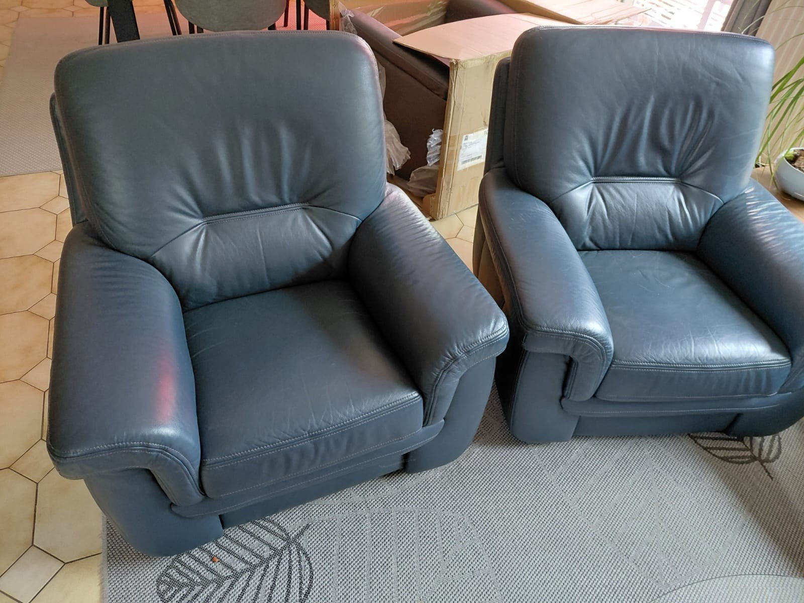 Lederen fauteuils salon, Huis en Inrichting, Fauteuils, Ophalen, Zo goed als nieuw, Leer, 125 cm of meer