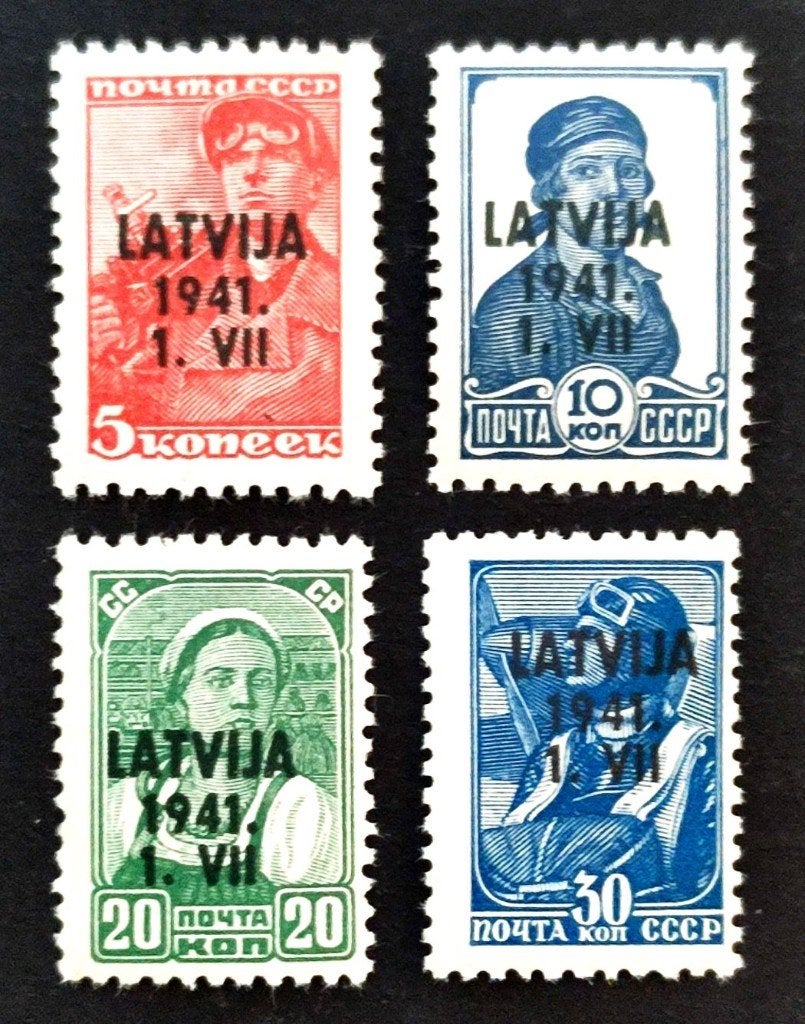 4X Duitse bezetting van Letland 1941 POSTFRIS, Ophalen of Verzenden, Overige periodes, Postfris