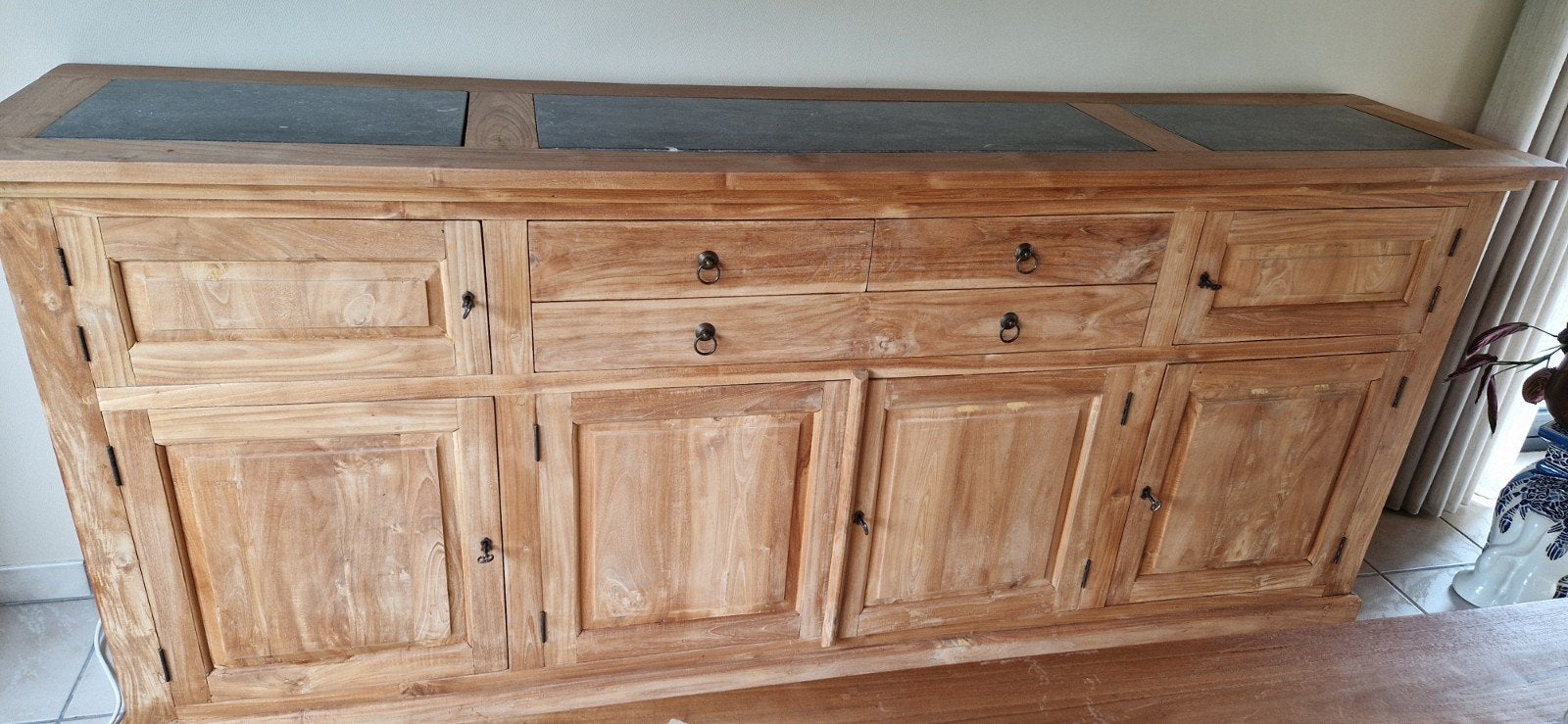Eetkamer en salontafel in teak naturel, Huis en Inrichting, Ophalen